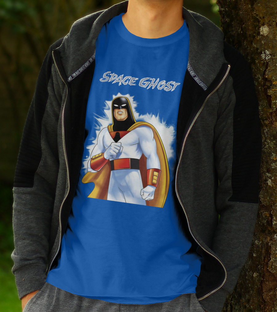 Space Ghost Classic Character With Dynamic Pose And Iconic Heroic T-Shirt