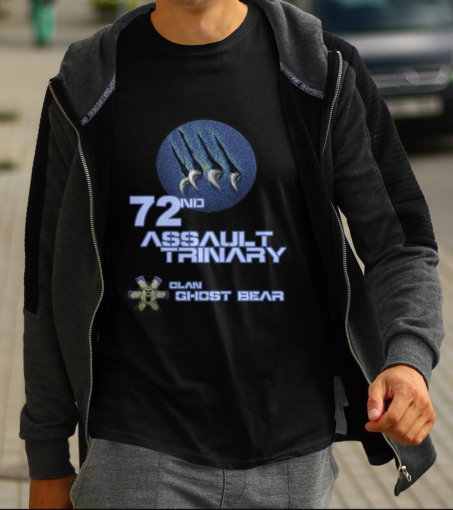 72nd Assault Trinary Clan Ghost Bear Logo With Three Claw Marks T-Shirt