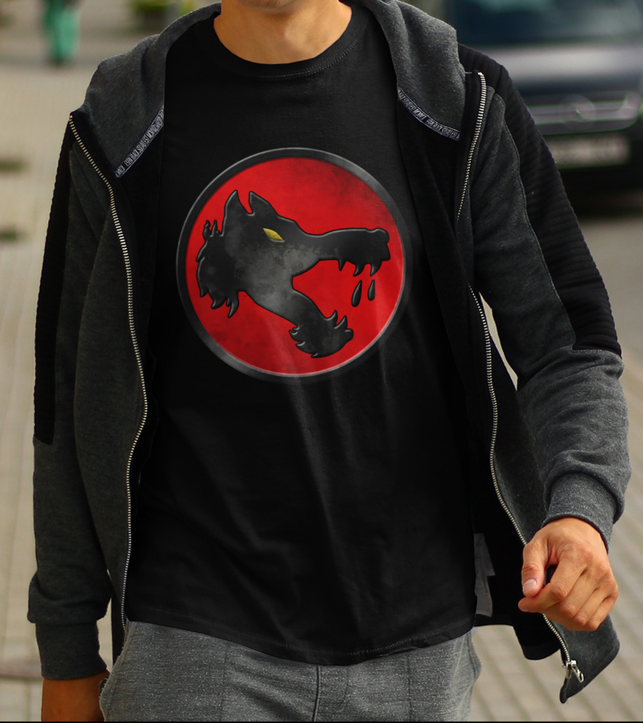 Wolf's Dragoons Red Circle Emblem With Black Wolf Head T-Shirt