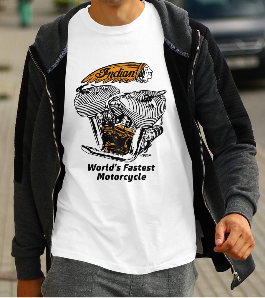 Indian World's Fastest Motorcycle Vintage Engine T-Shirt