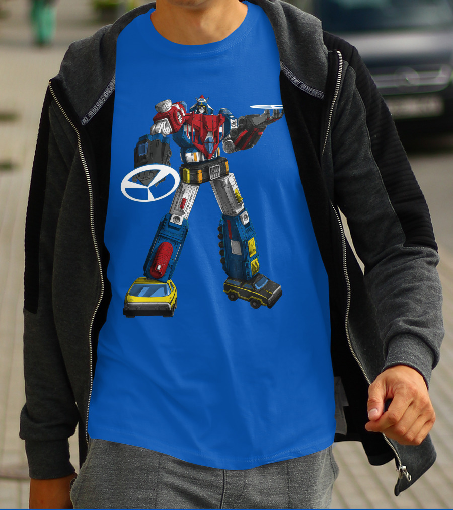 Voltron Vehicle Force Robot Giant Mecha With Cars And Helicopter Wheels T-Shirt