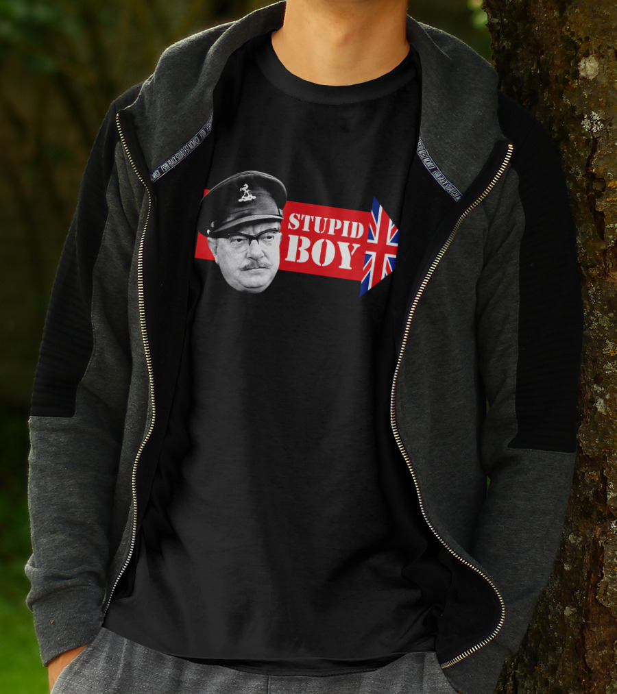 Dad's Army Stupid Boy British Flag Arrow T-Shirt