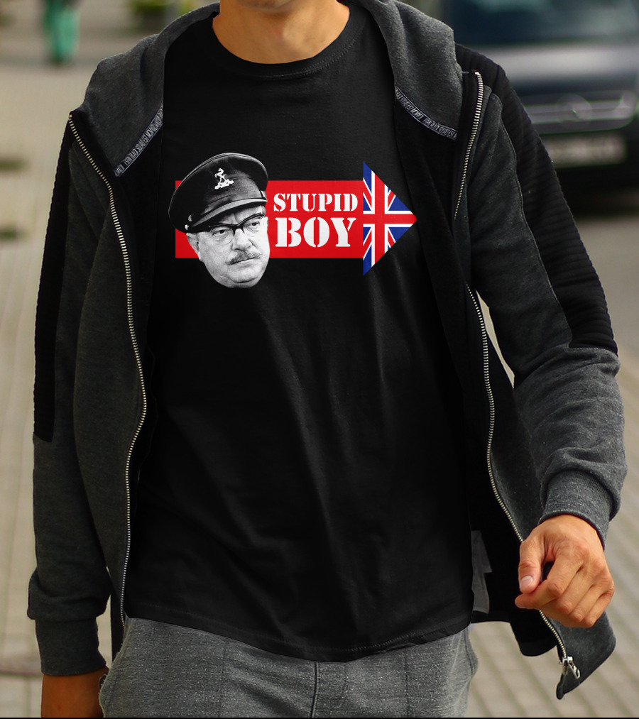 Dad's Army Stupid Boy British Flag Arrow T-Shirt