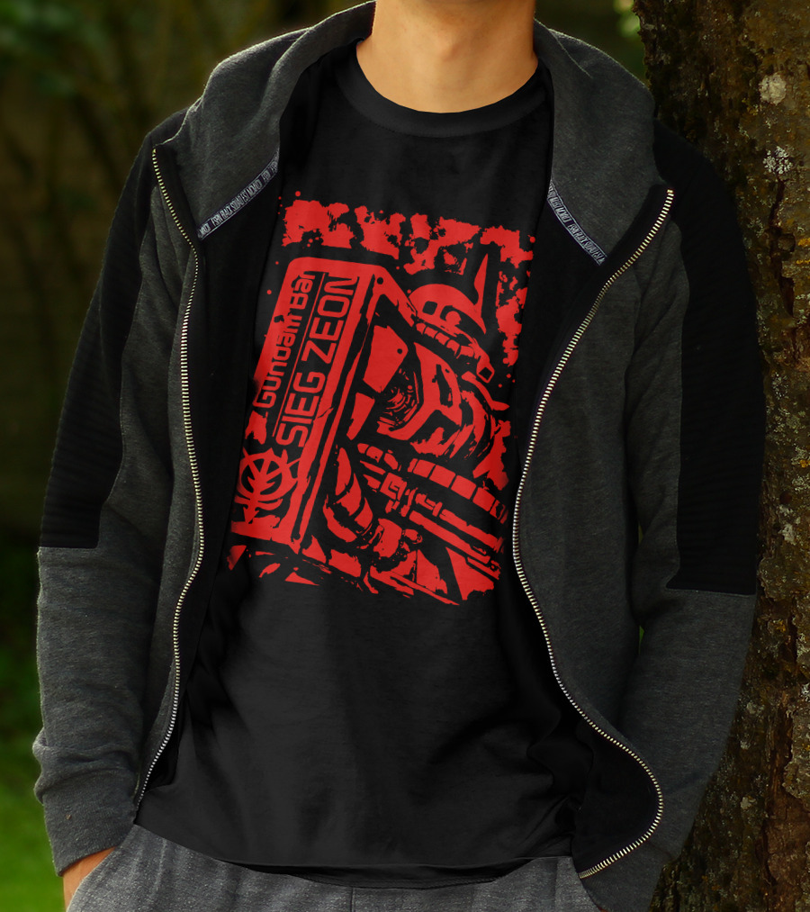 Gundam Zeon Red Mecha Design With Text Sieg Zeon T-Shirt