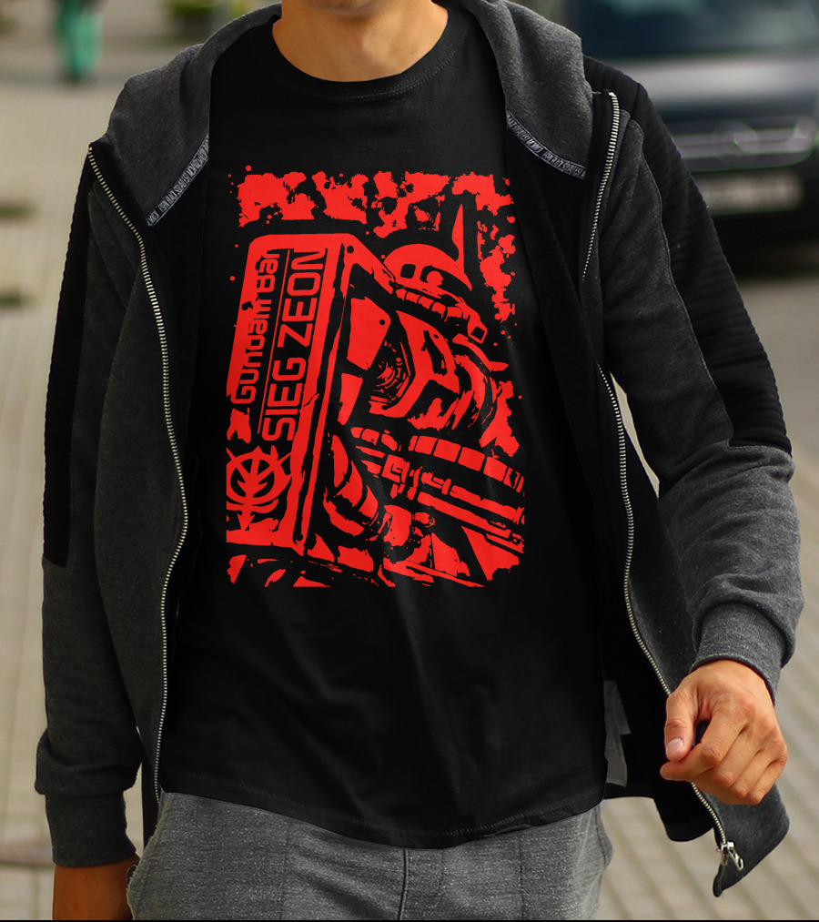 Gundam Zeon Red Mecha Design With Text Sieg Zeon T-Shirt