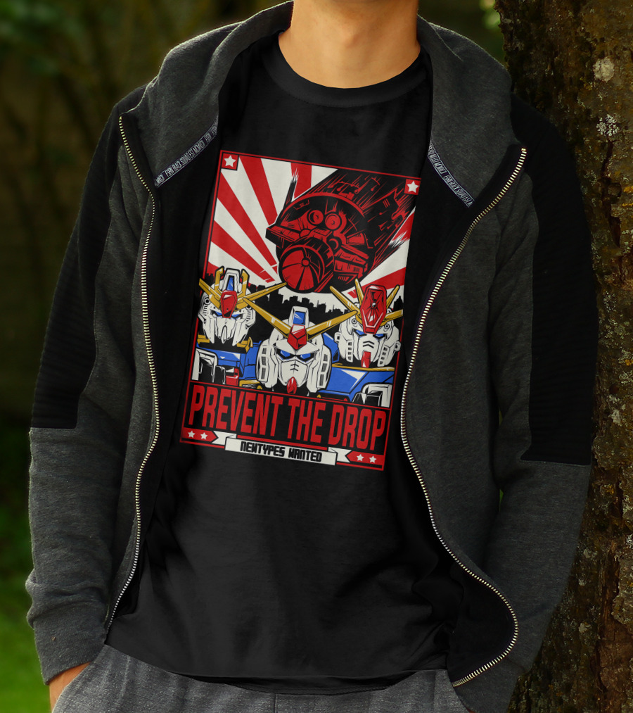 Prevent The Drop Newtypes Wanted Gundam Collaboration T-Shirt