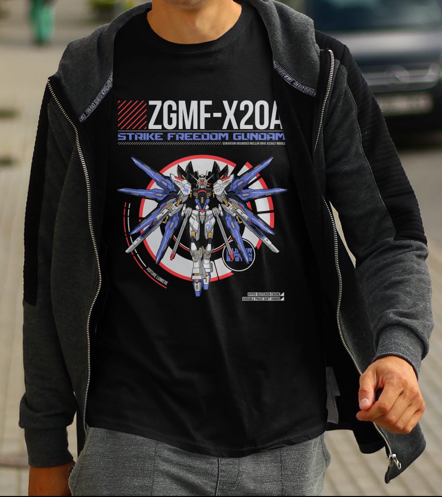 ZGMF-X20A Strike Freedom Gundam Generation Unsubdued Nuclear Drive Assault Module T-Shirt