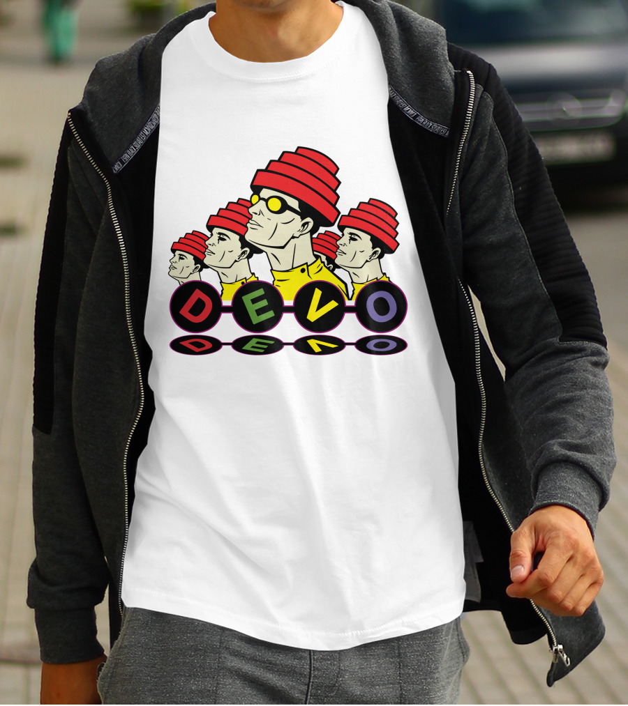 Devo Band Red Hats Yellow Shirts Sunglasses Iconic T-Shirt