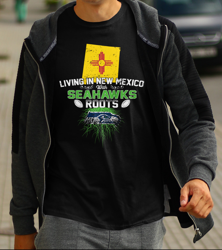 Living In New Mexico Seahawks Roots Zia Symbol Football Connection T-Shirt