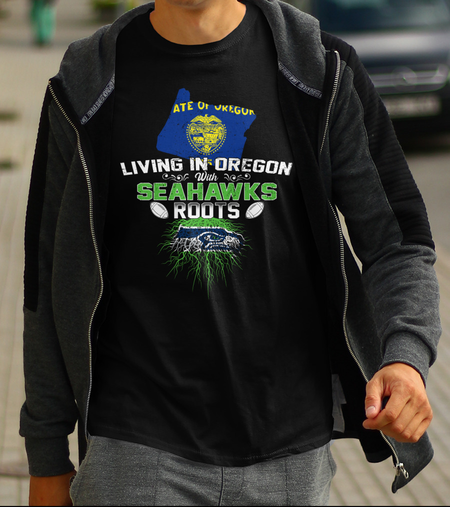 State Of Oregon Pride With Seahawks Roots And Emblem T-Shirt