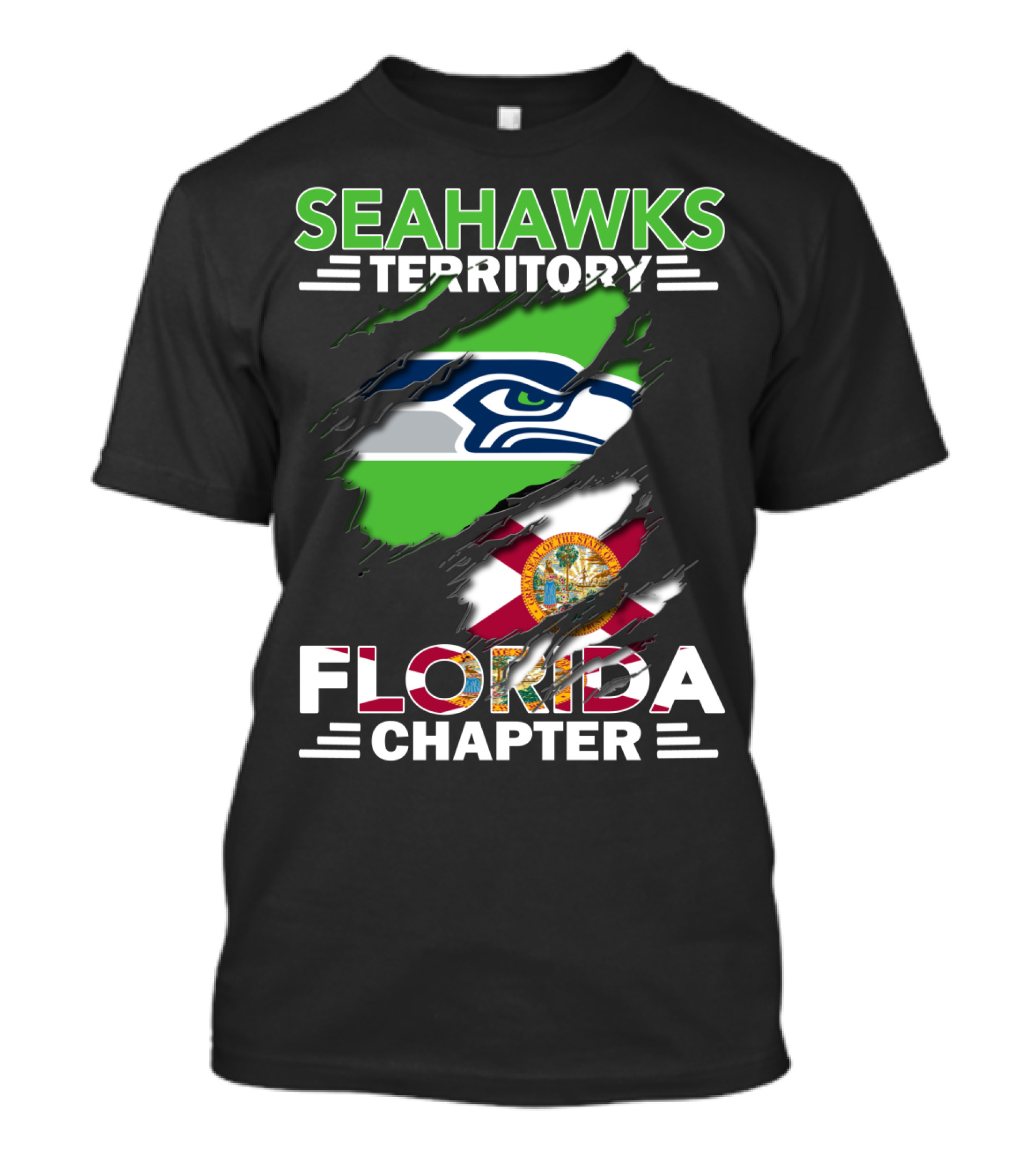 Seahawks Territory Florida Chapter Flag Ripped T-Shirt