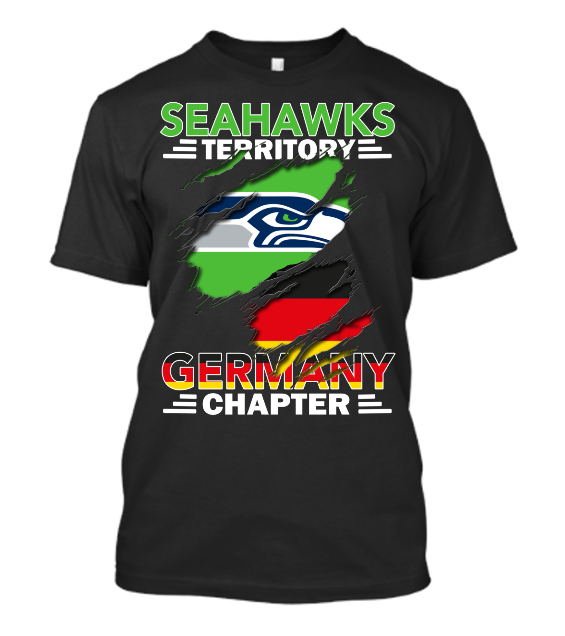 Seahawks Territory Germany Chapter Flag Scratch T-Shirt
