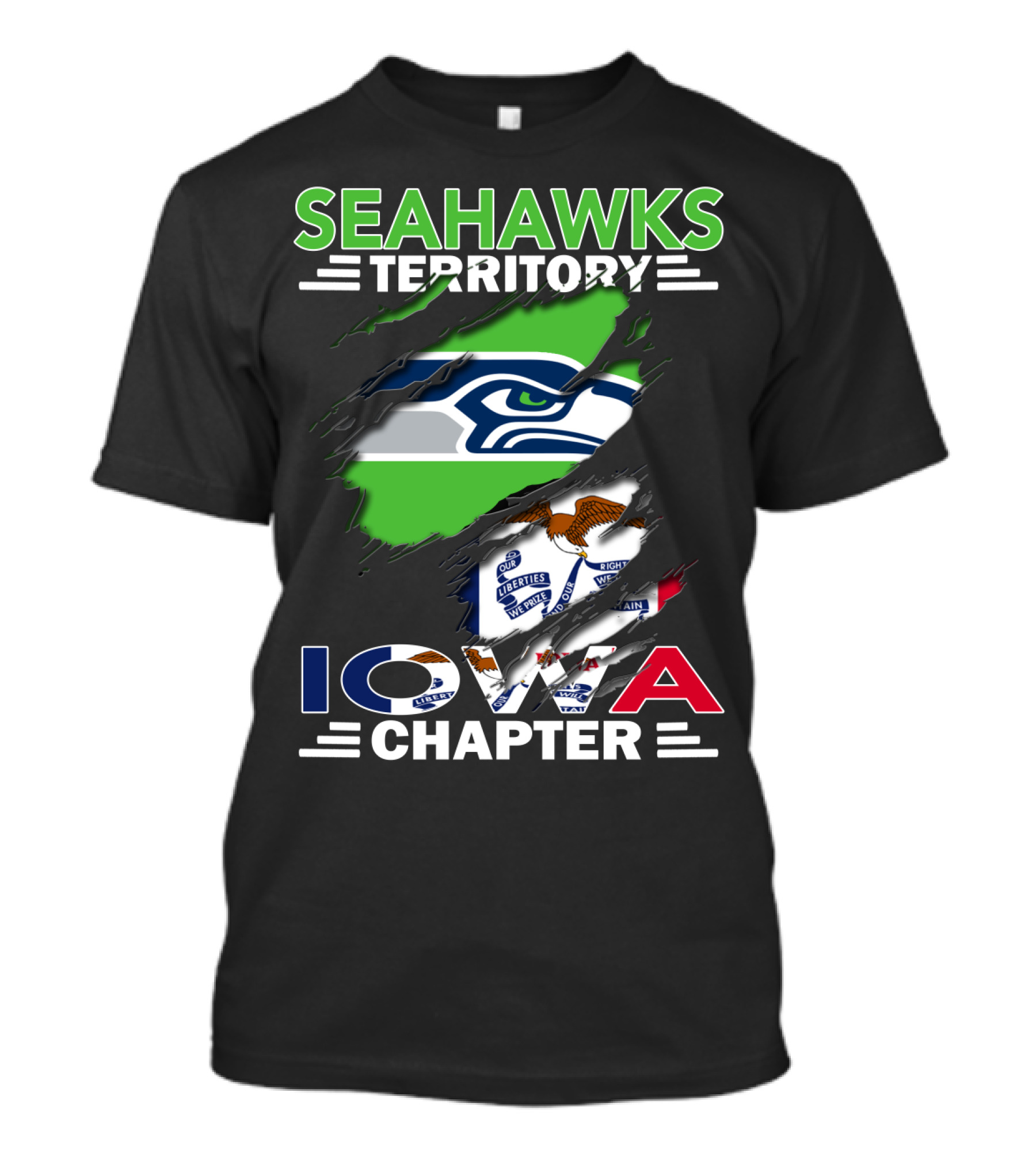 Seahawks Territory Iowa Chapter Flag Design With Team T-Shirt