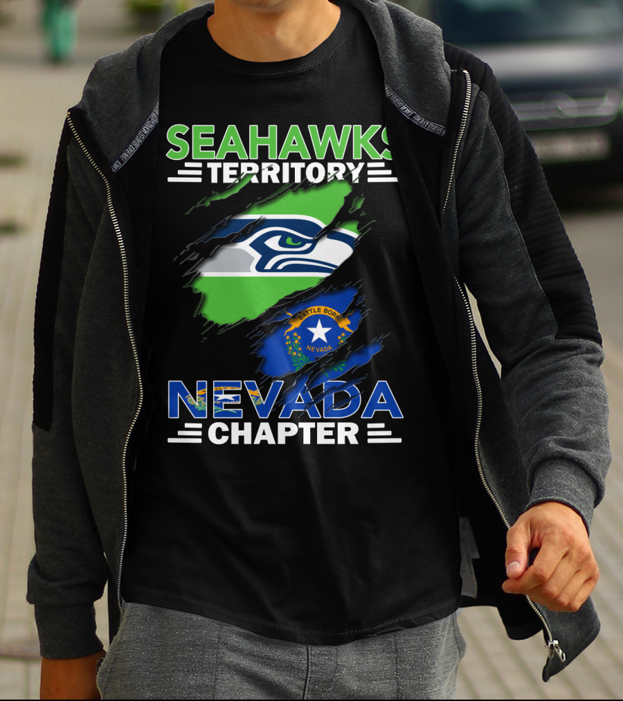 Seahawks Territory Nevada Chapter Battle Born Flag Integration T-Shirt