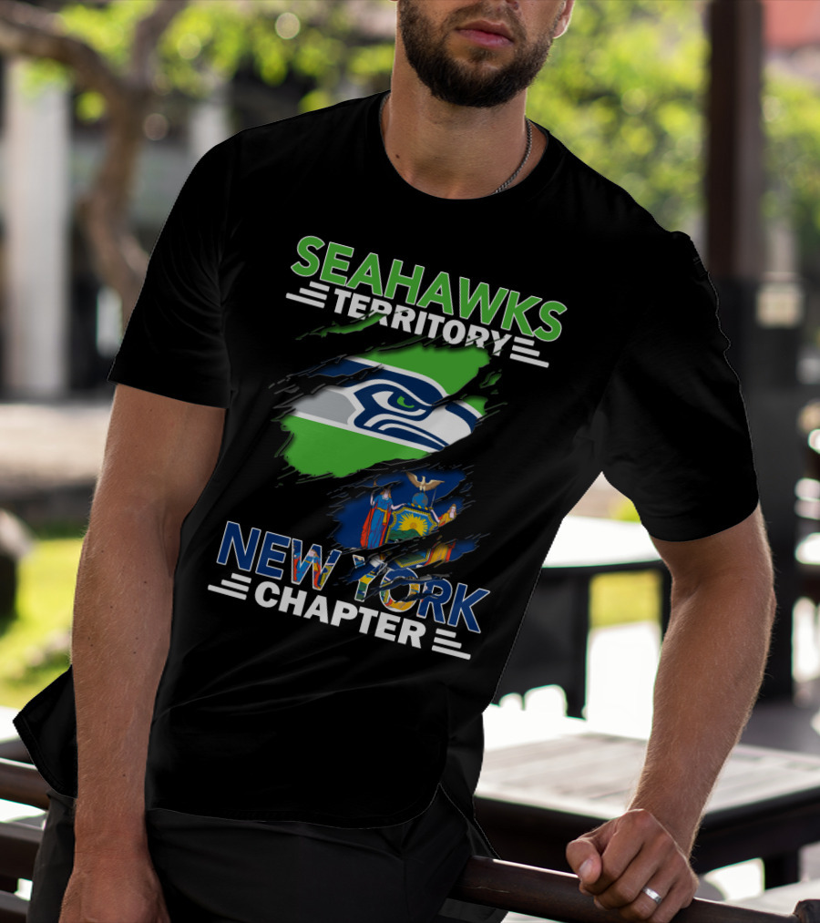 Seahawks Territory New York Chapter Seahawks Logo And New York State Flag T-Shirt
