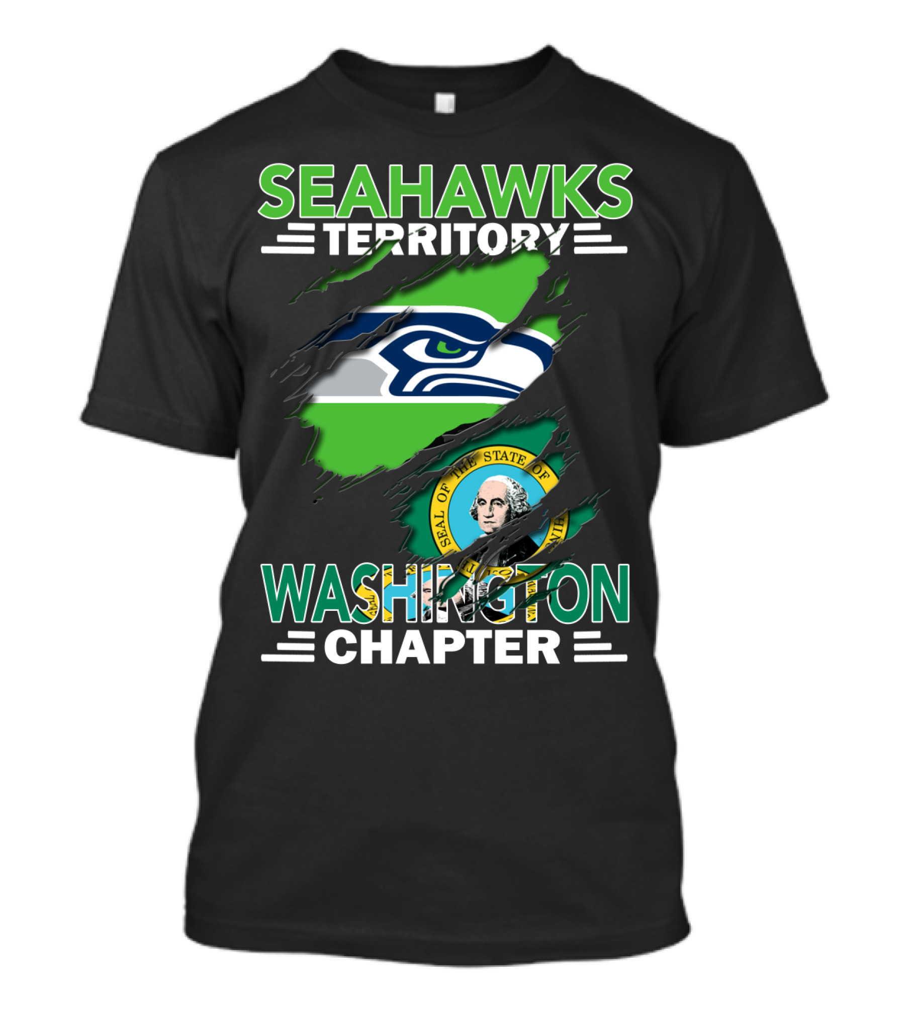 SEAHAWKS TERRITORY WASHINGTON CHAPTER SEAL OF THE STATE OF WASHINGTON T-Shirt