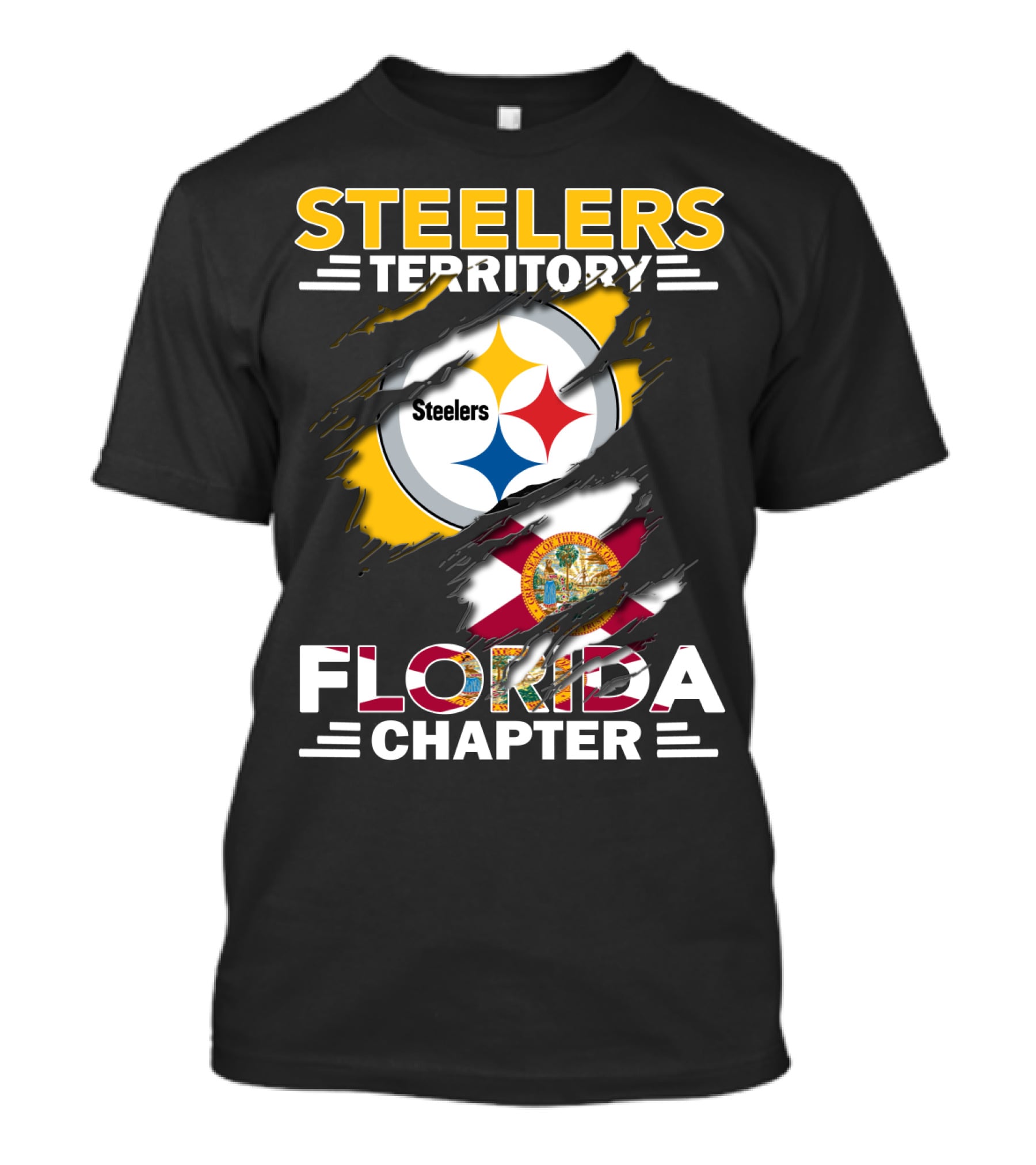 Steelers Territory Florida Chapter Steelers Logo State Flag T-Shirt