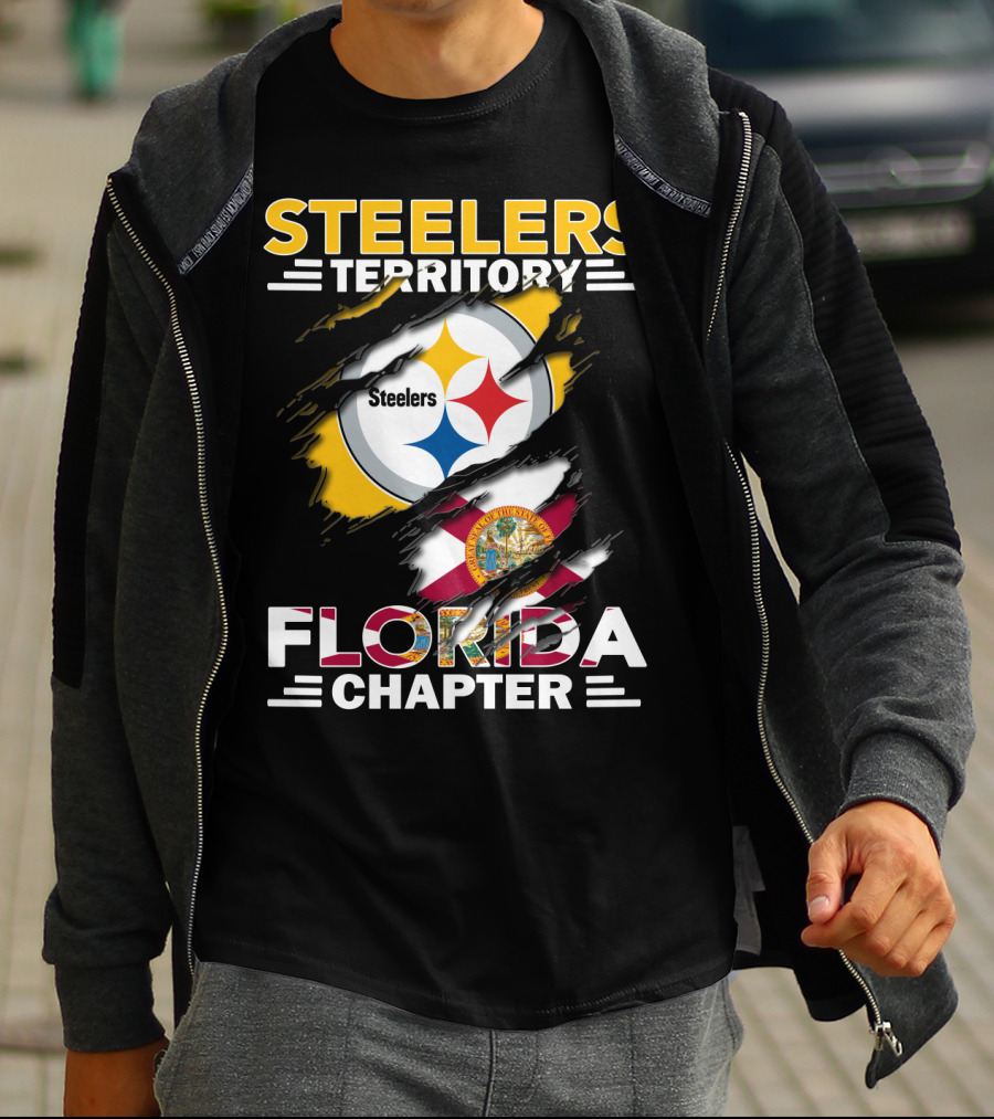 Steelers Territory Florida Chapter Steelers Logo State Flag T-Shirt
