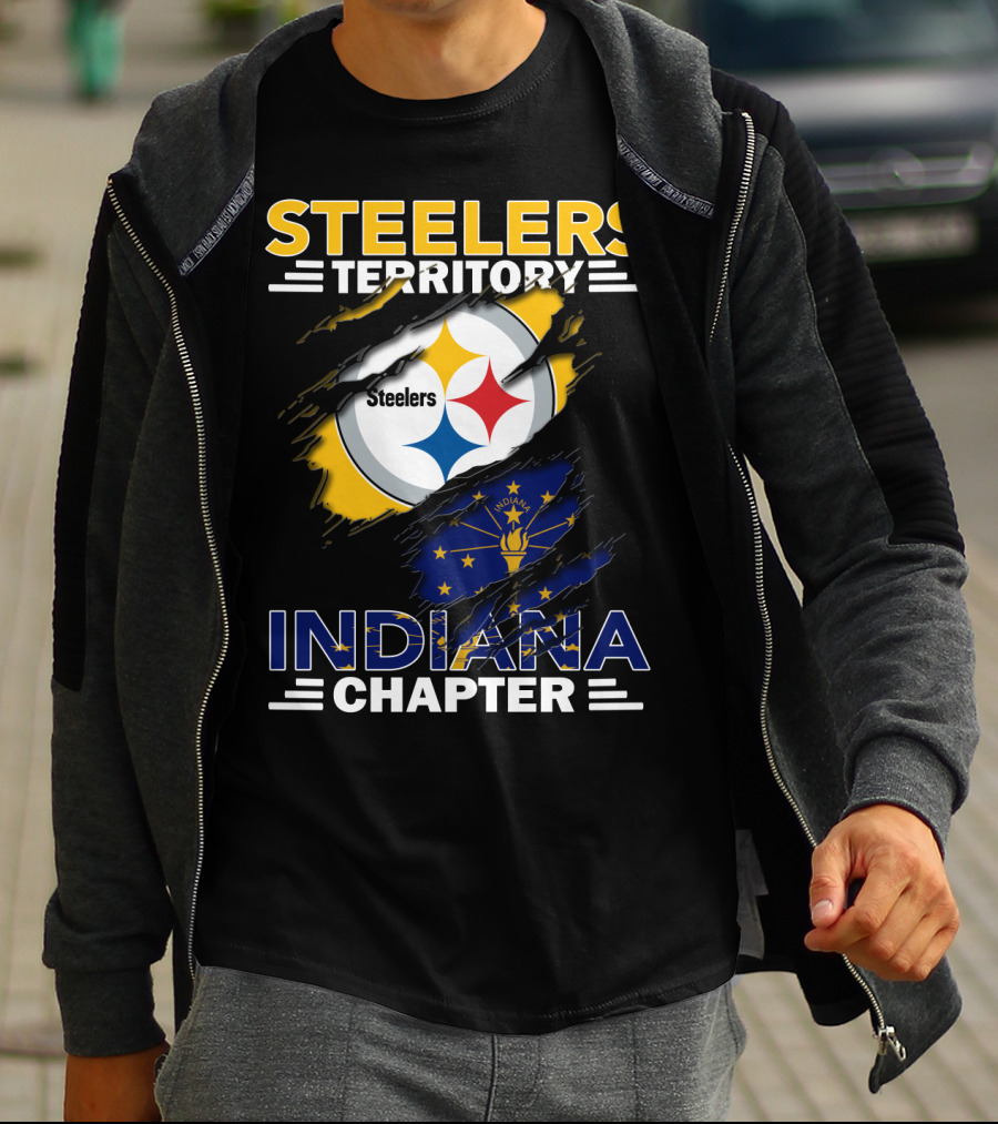 Steelers Territory Indiana Chapter Logo With Flag T-Shirt