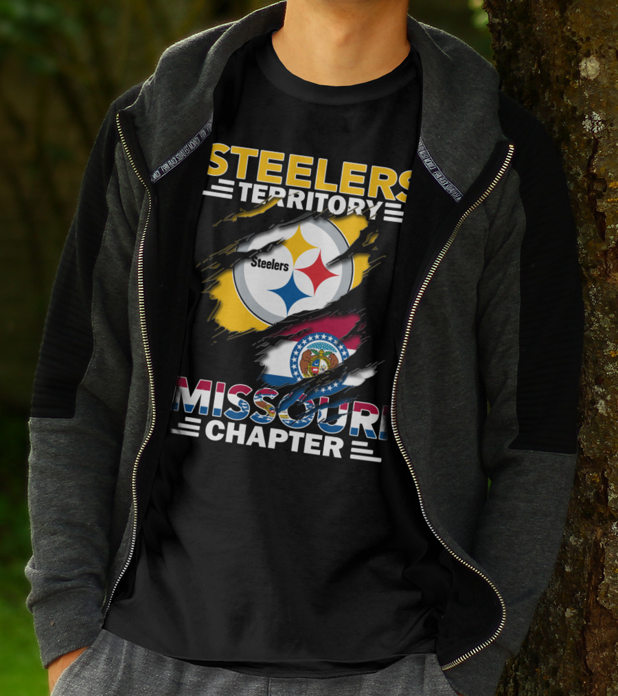 Steelers Territory Missouri Chapter Steelers Logo Missouri Flag T-Shirt