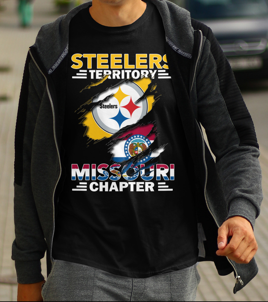 Steelers Territory Missouri Chapter Steelers Logo Missouri Flag T-Shirt