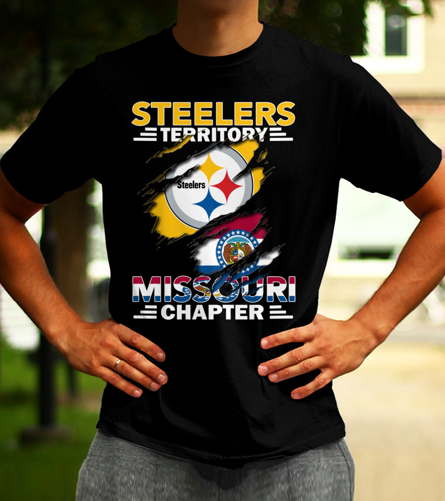 Steelers Territory Missouri Chapter Steelers Logo Missouri Flag T-Shirt
