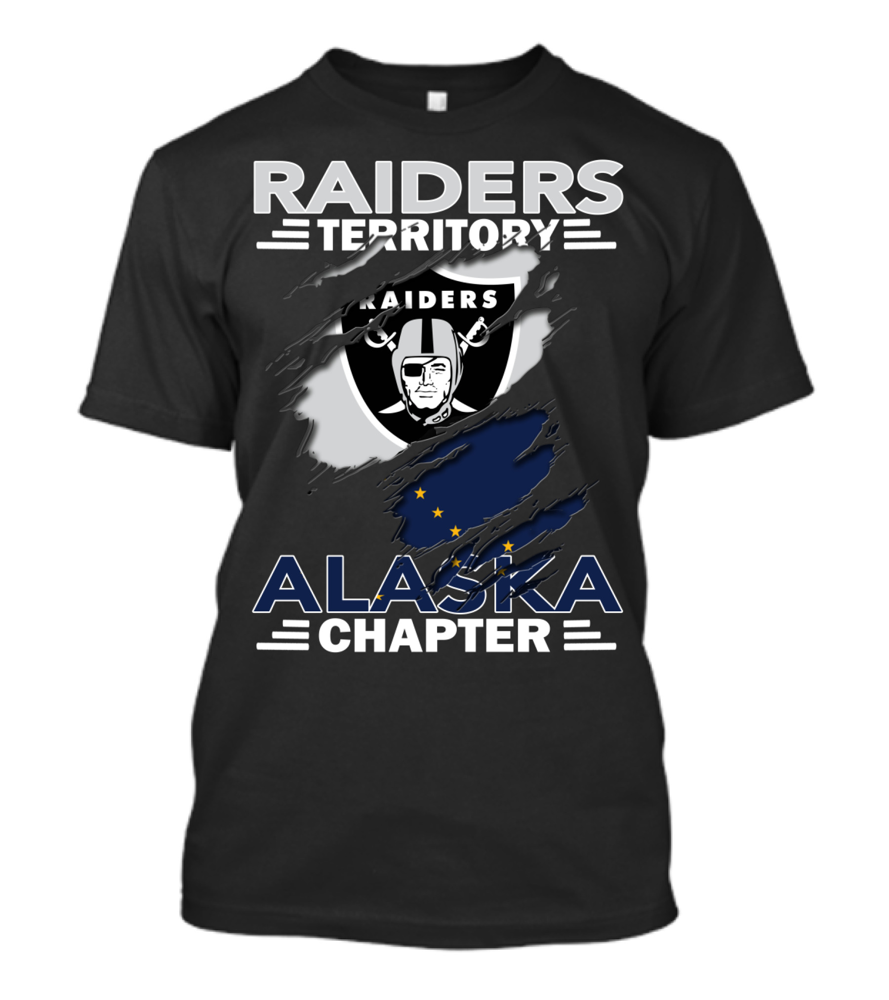 Raiders Territory Alaska Chapter Raiders Logo With Alaska Flag T-Shirt