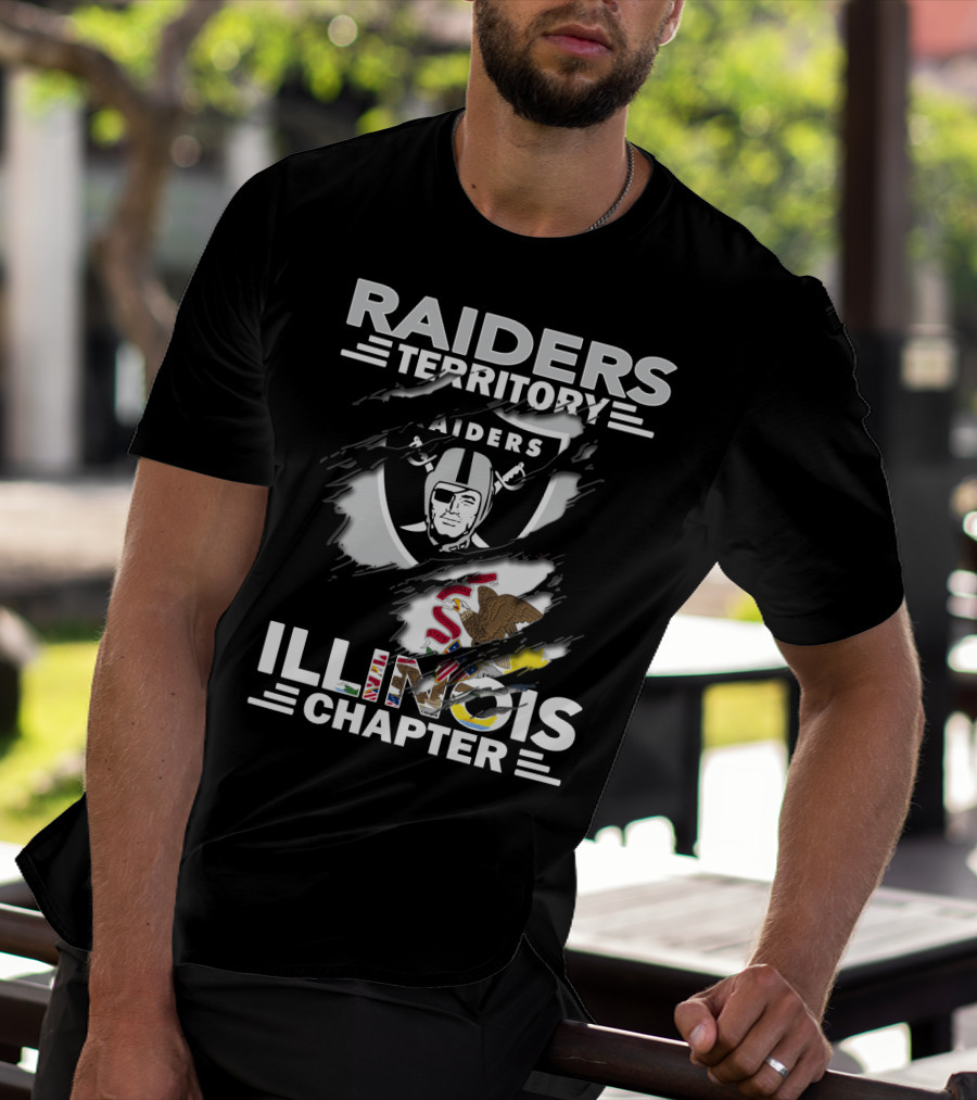 Raiders Territory Illinois Chapter Raiders Logo Illinois State Flag T-Shirt