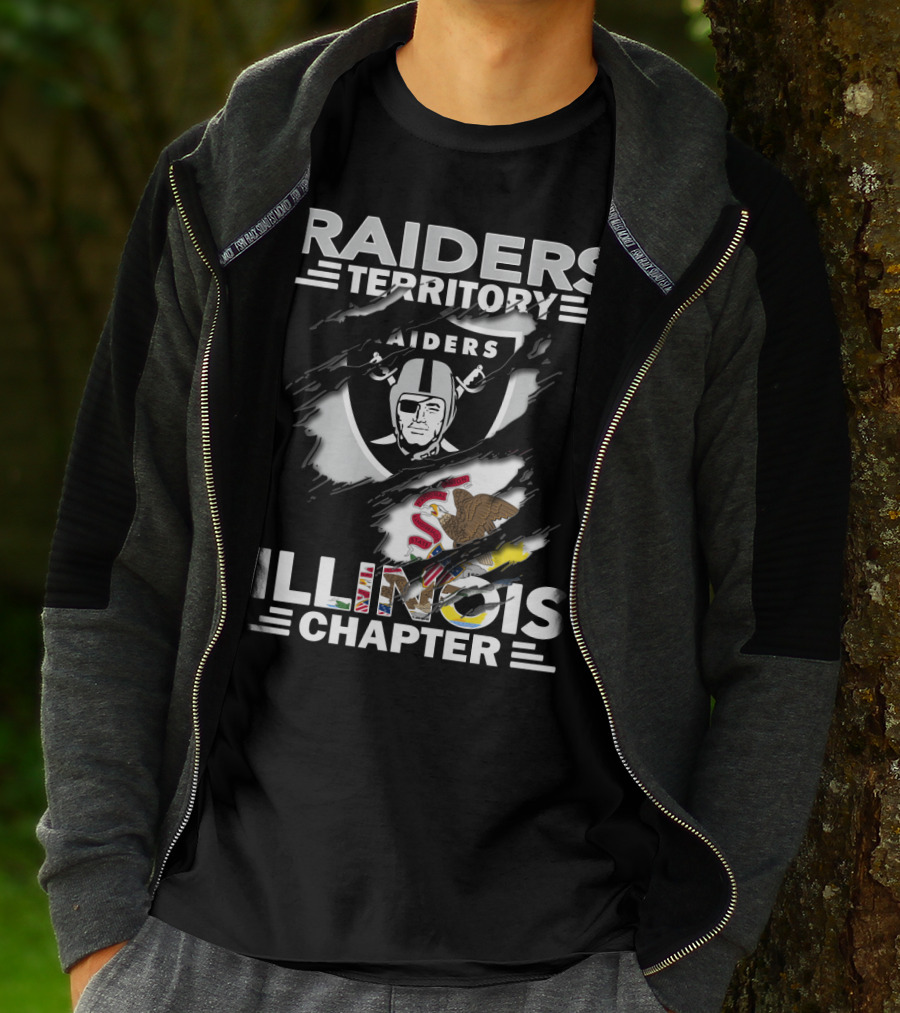 Raiders Territory Illinois Chapter Raiders Logo Illinois State Flag T-Shirt