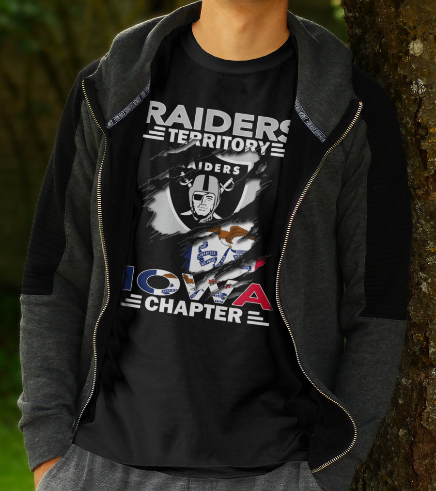 Raiders Territory Iowa Chapter Nfl Team Logo With State Flag Elements T-Shirt