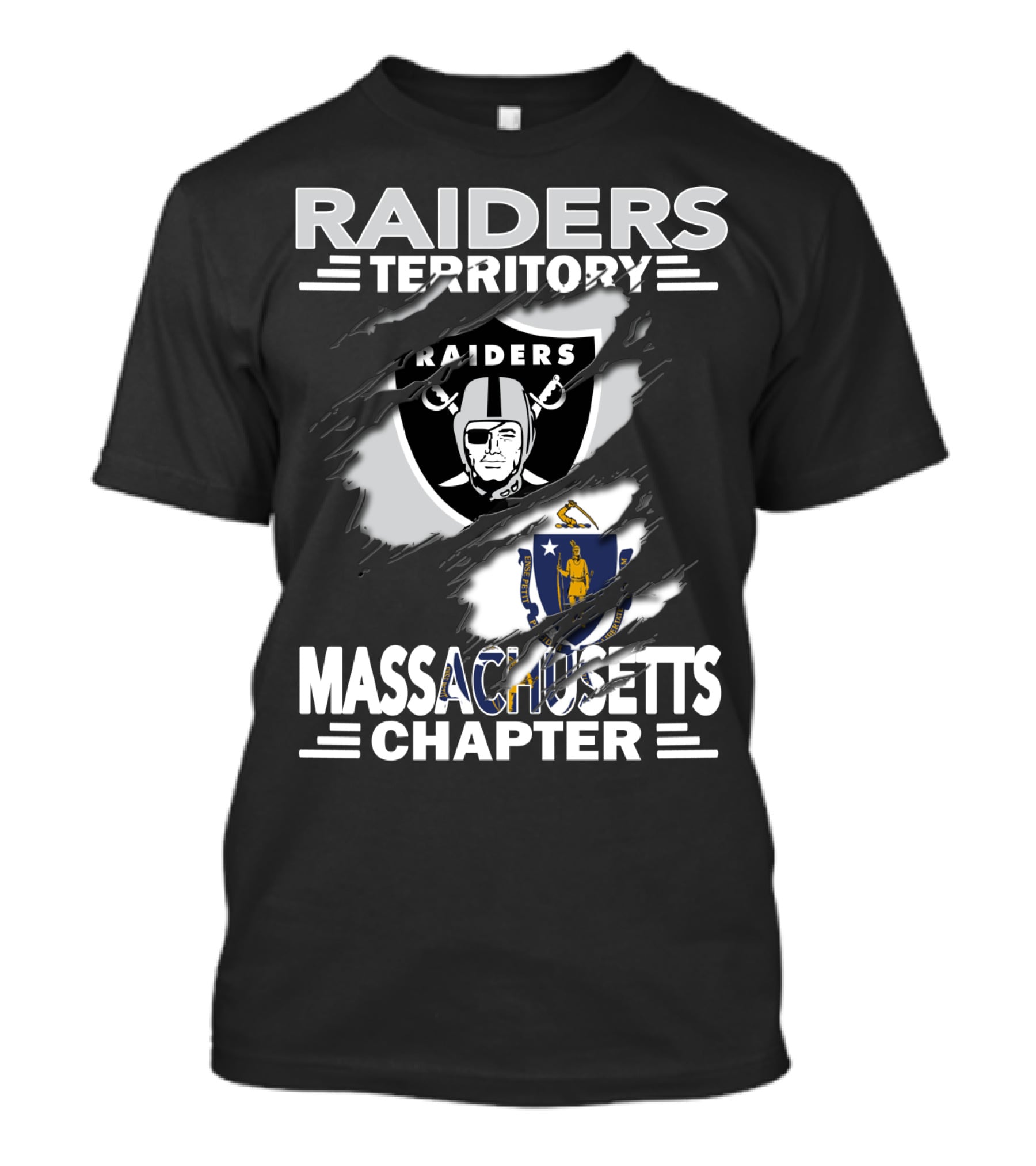 Raiders Territory Massachusetts Chapter Logo With State T-Shirt