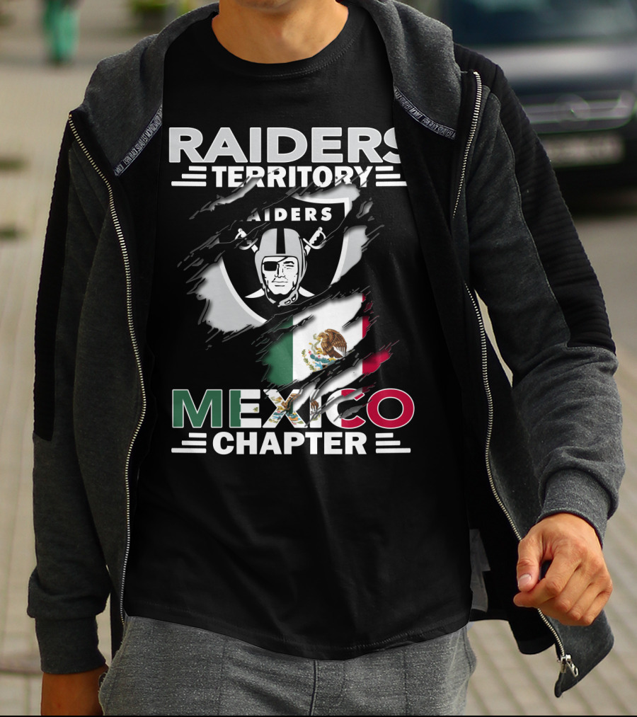 Raiders Territory Mexico Chapter Nfl Football Fan Club Mexican Flag Raider Nation T-Shirt