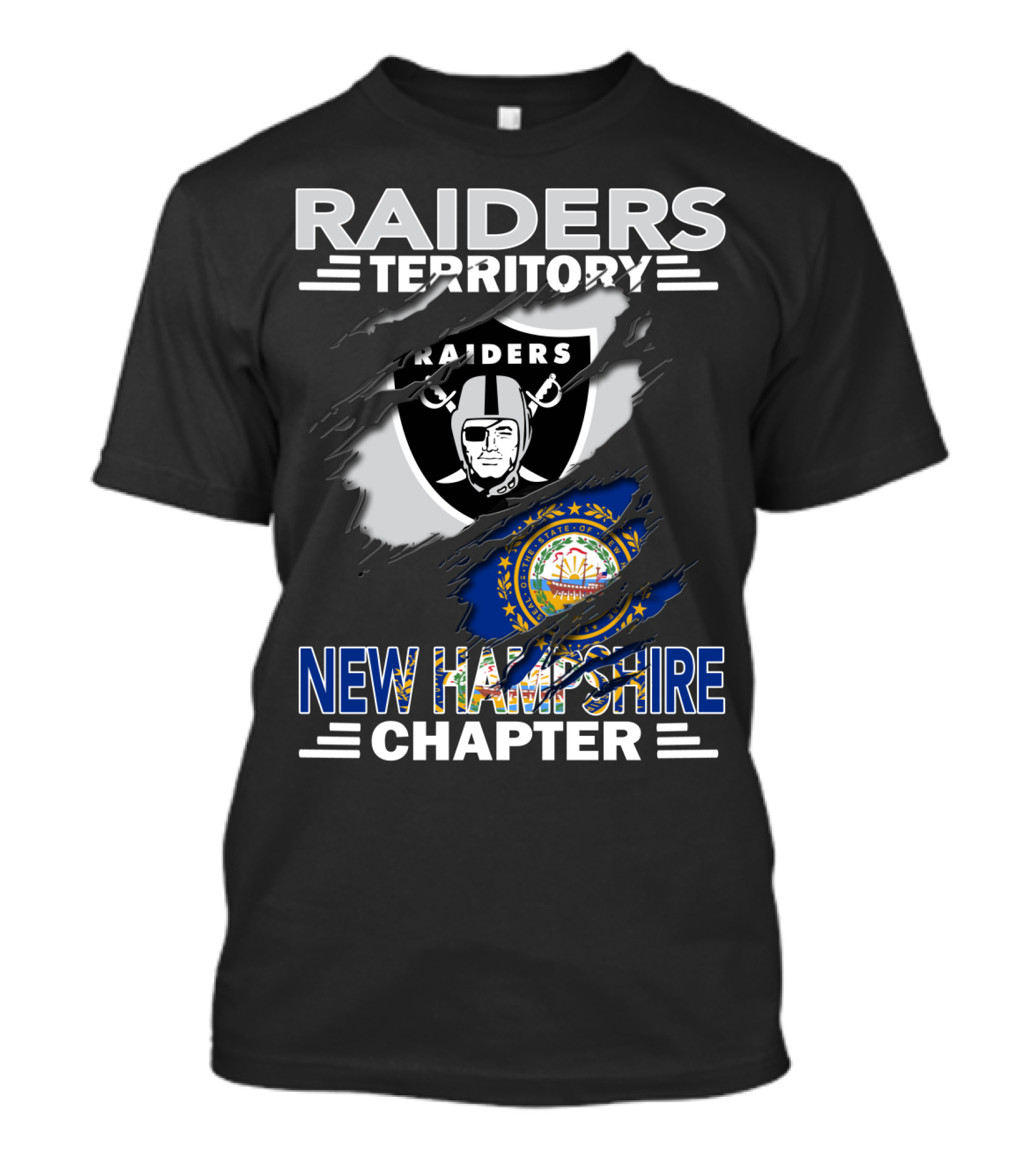 Raiders Territory New Hampshire Chapter Nfl Shield And State T-Shirt