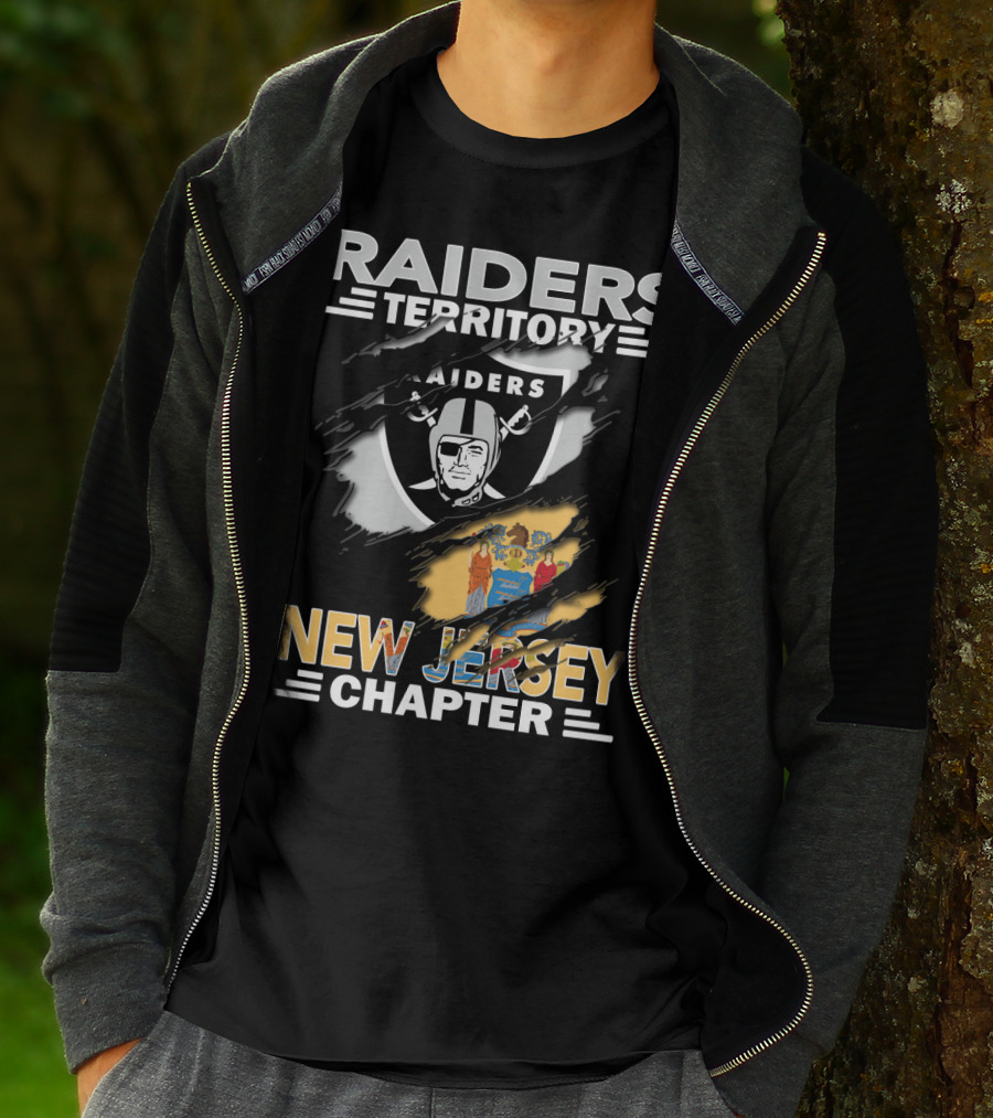 Raiders Territory New Jersey Chapter With Raiders Logo And New Jersey State Flag T-Shirt