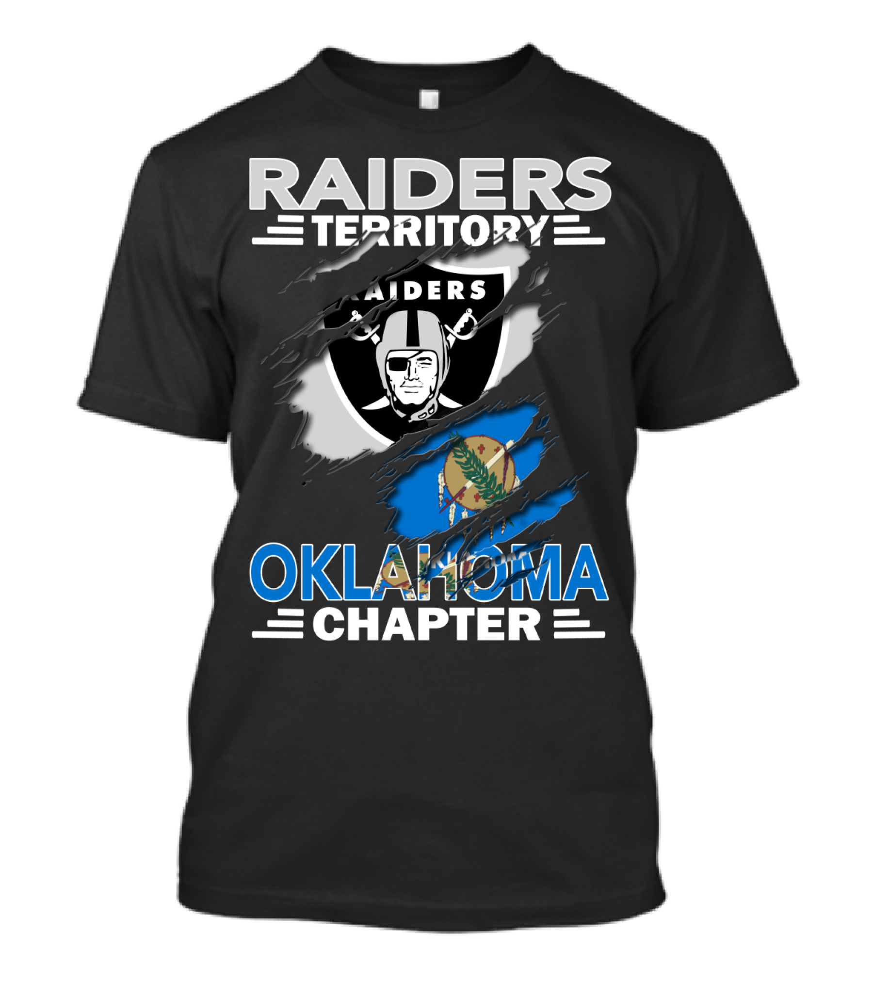 Raiders Territory Oklahoma Chapter Flag Logo Overlay T-Shirt