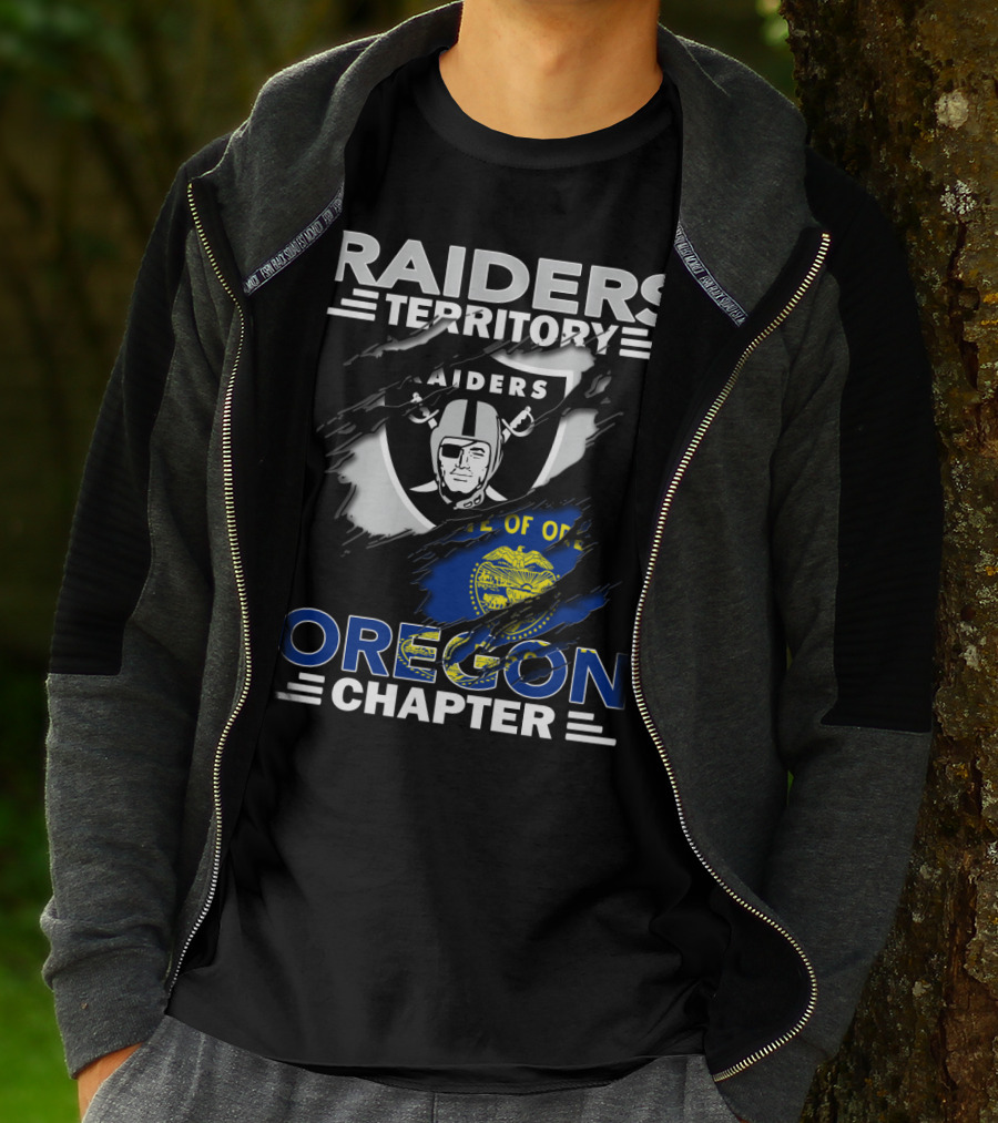 Raiders Territory Oregon Chapter State Of Oregon Flag And Shield T-Shirt