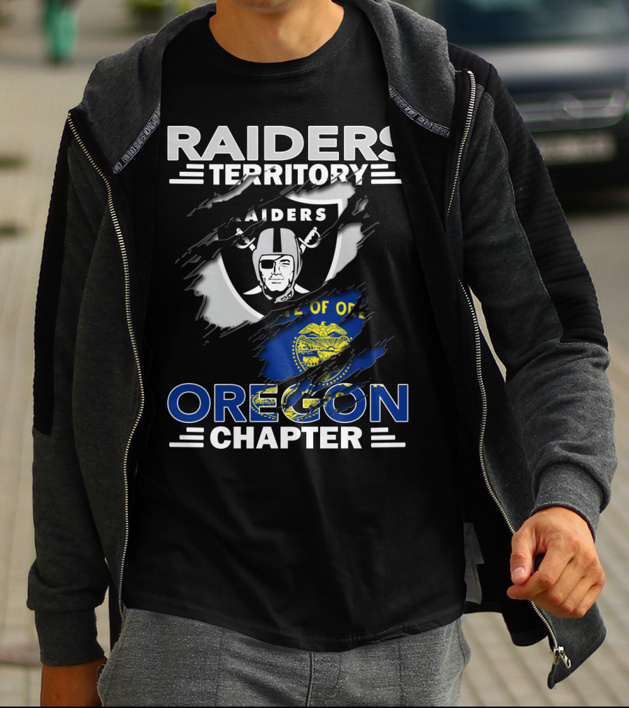 Raiders Territory Oregon Chapter State Of Oregon Flag And Shield T-Shirt
