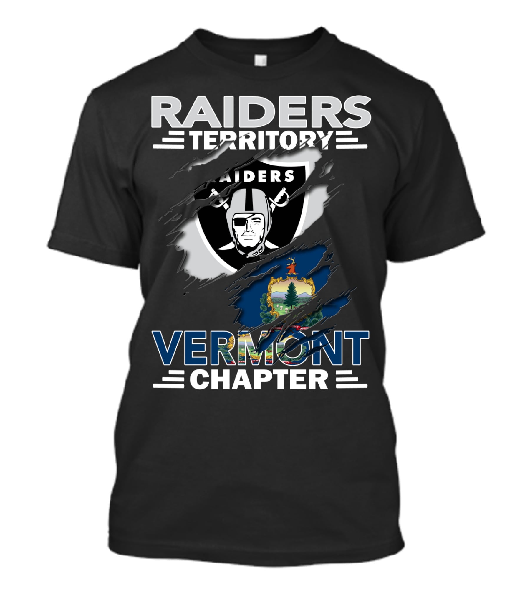 Raiders Territory Vermont Chapter With Vermont State Flag And Raiders T-Shirt