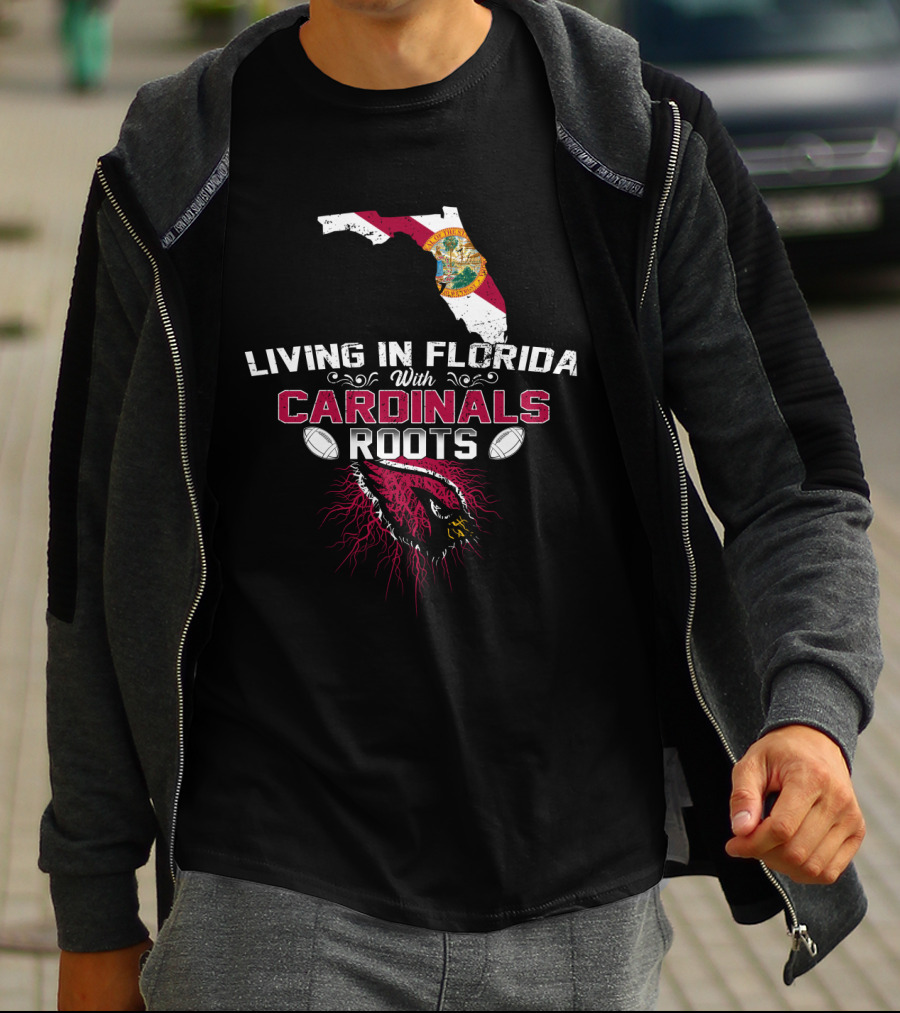 Living In Florida With Cardinals Roots Florida Map And Cardinal T-Shirt
