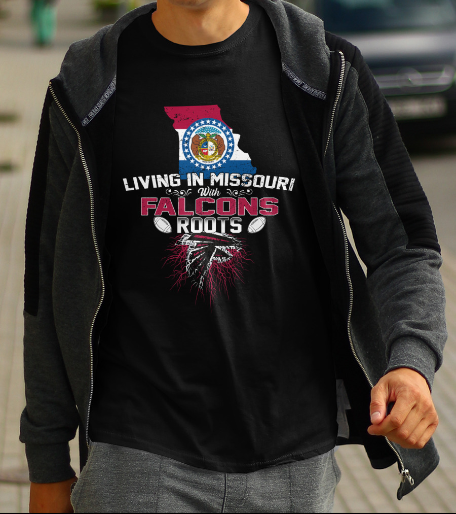 Living In Missouri With Falcons Roots American Football And State Pride T-Shirt