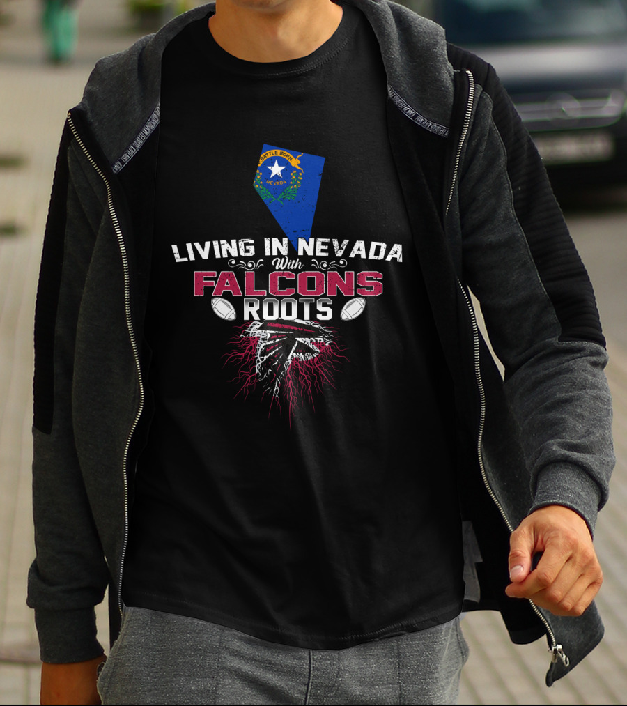 Living In Nevada With Falcons Roots Nevada State Flag Falcons Logo Football Roots T-Shirt