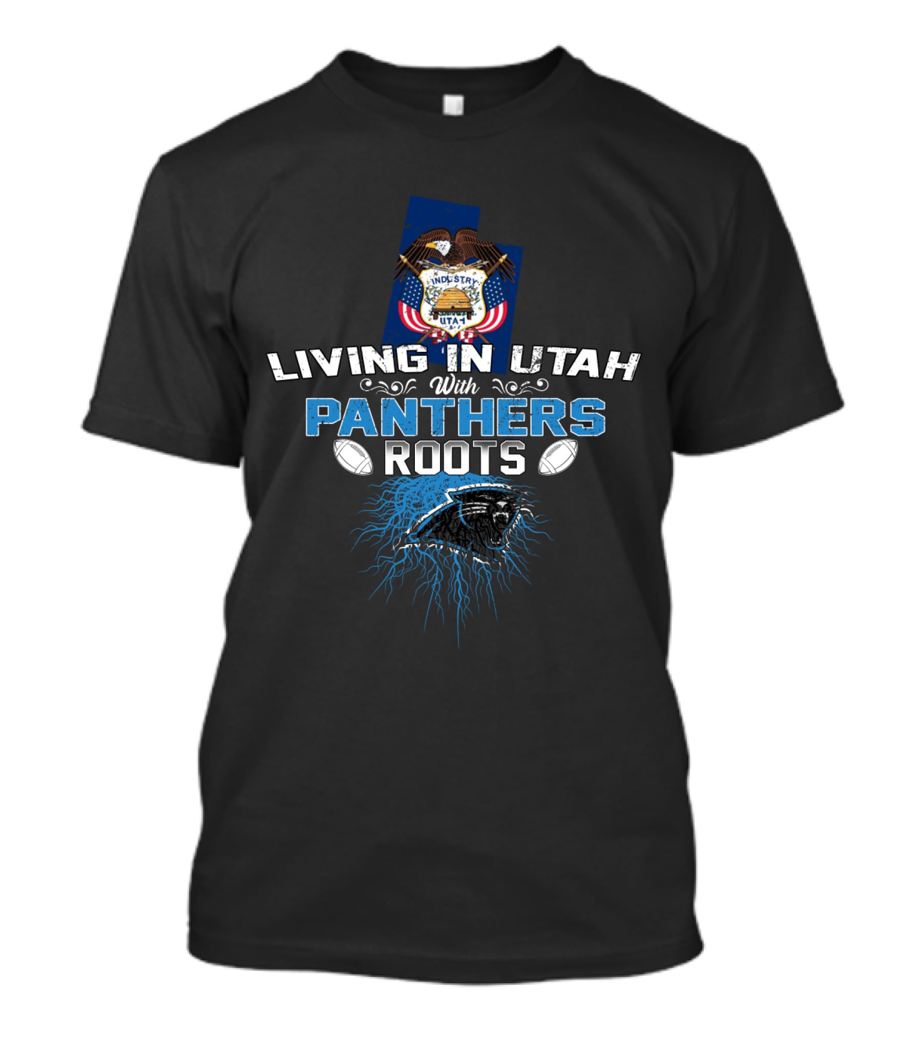 Living In Utah With Panthers Roots NFL Football T-Shirt