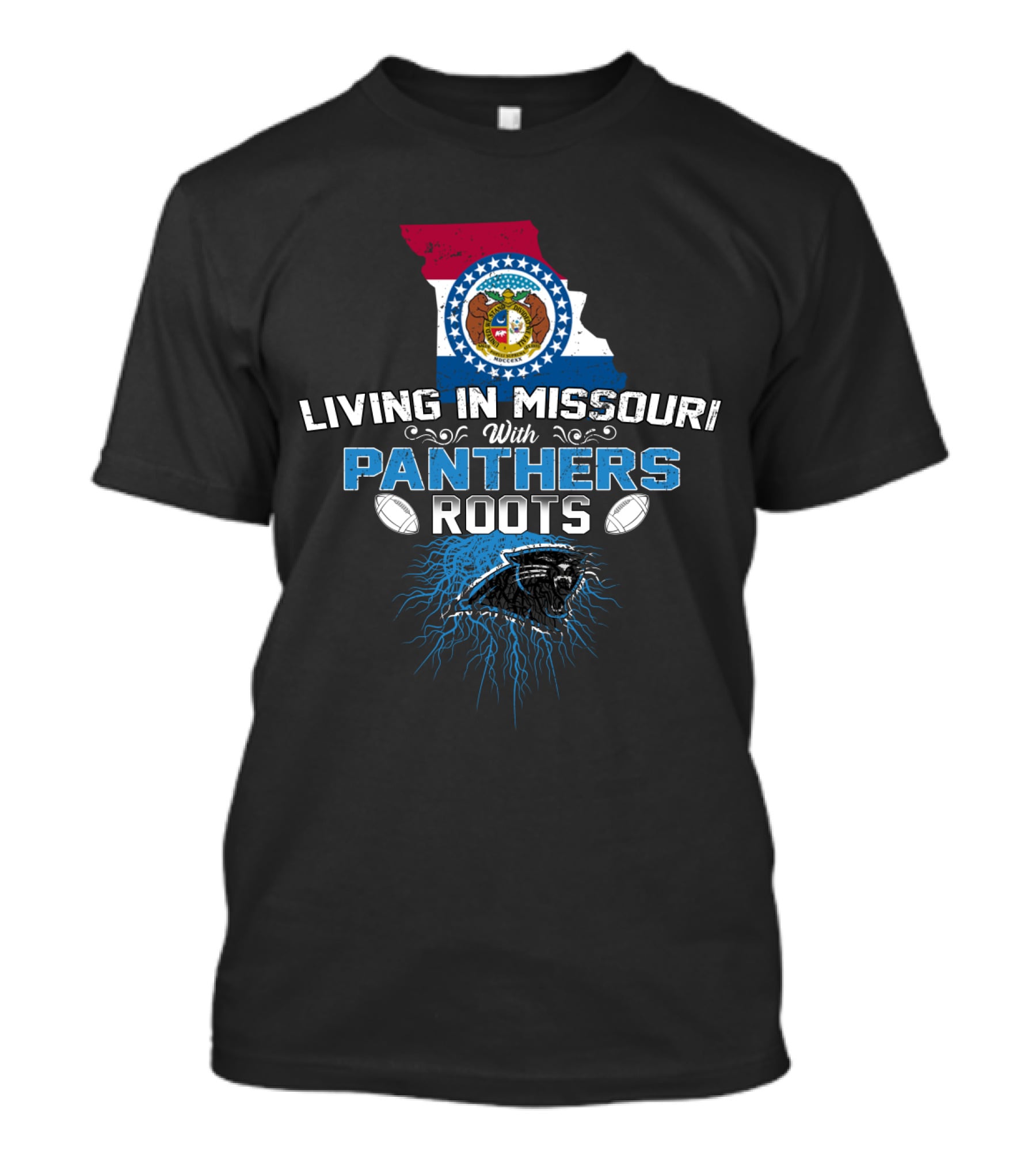Living In Missouri With Panthers Roots Football Heritage T-Shirt