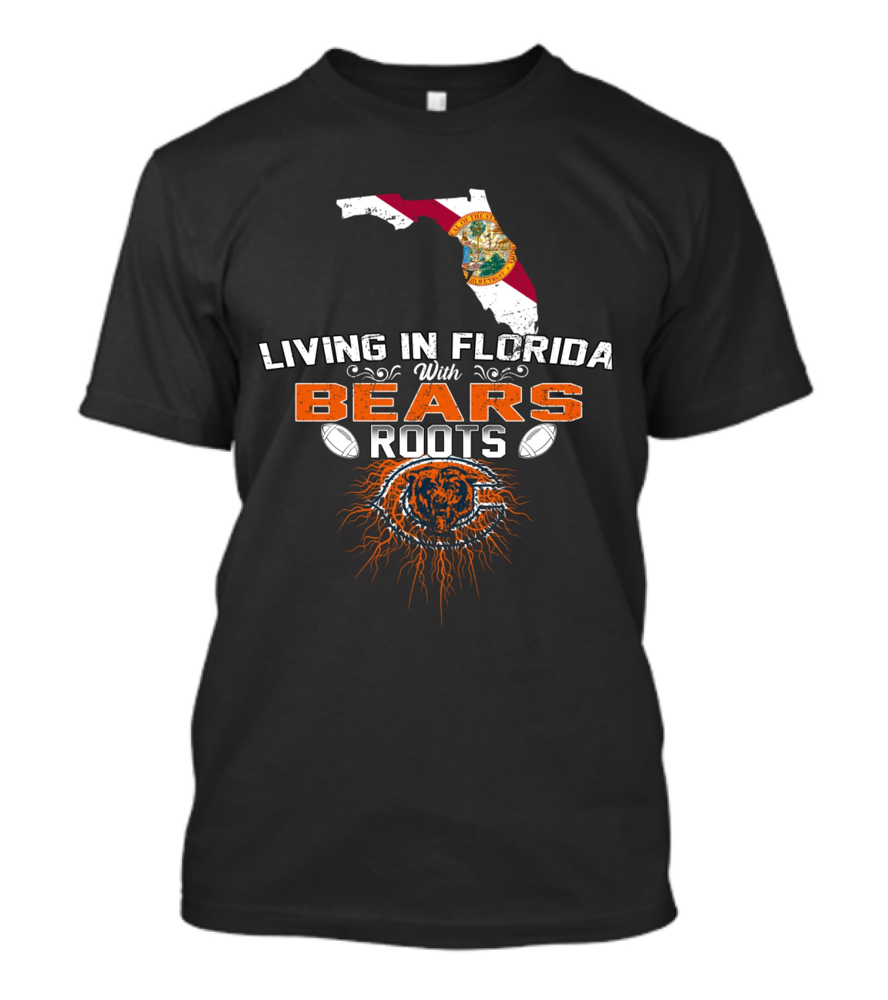 Living In Florida With Chicago Bears Roots Football Pride T-Shirt