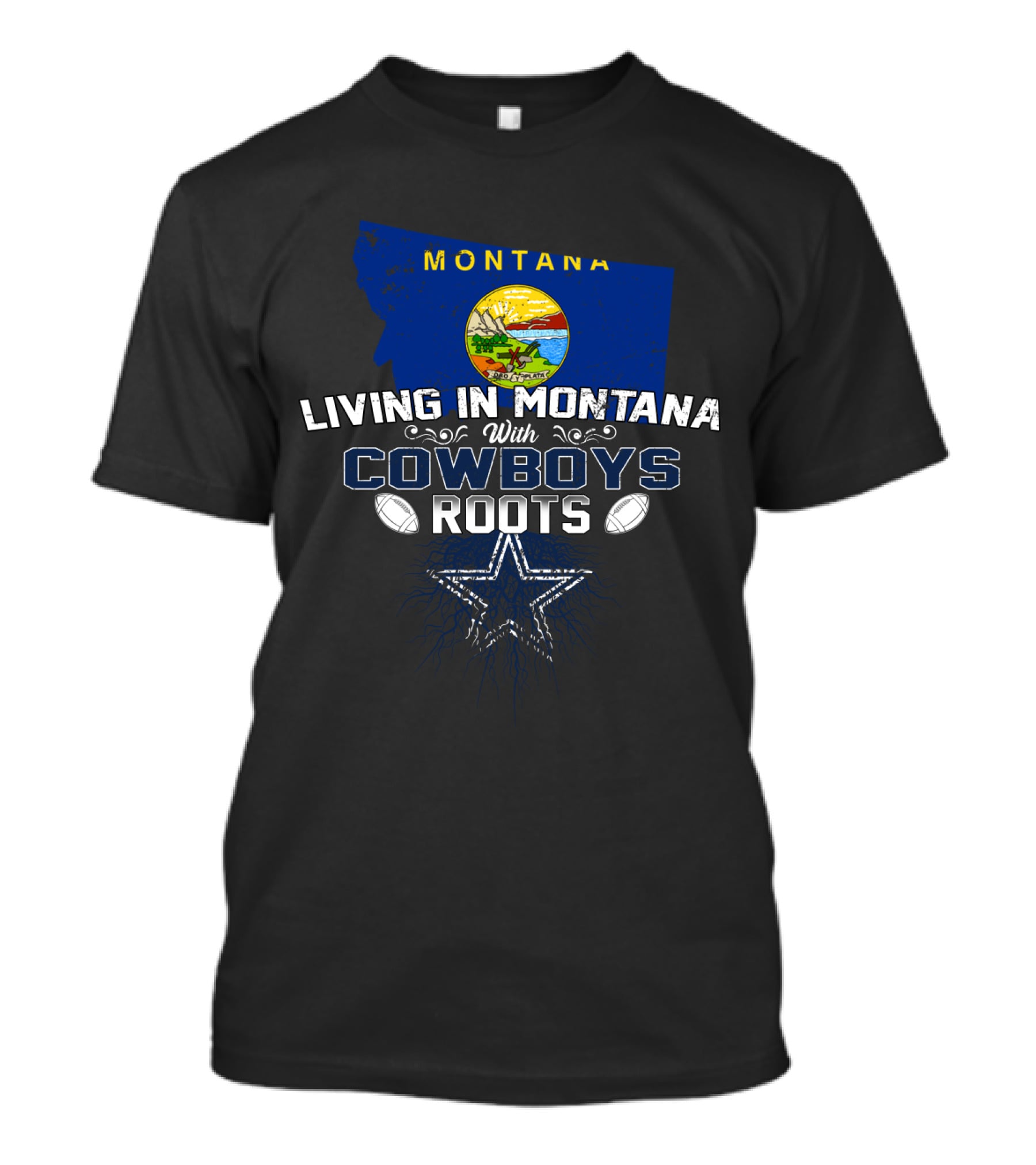 Montana Pride With Dallas Cowboys Roots And Star T-Shirt