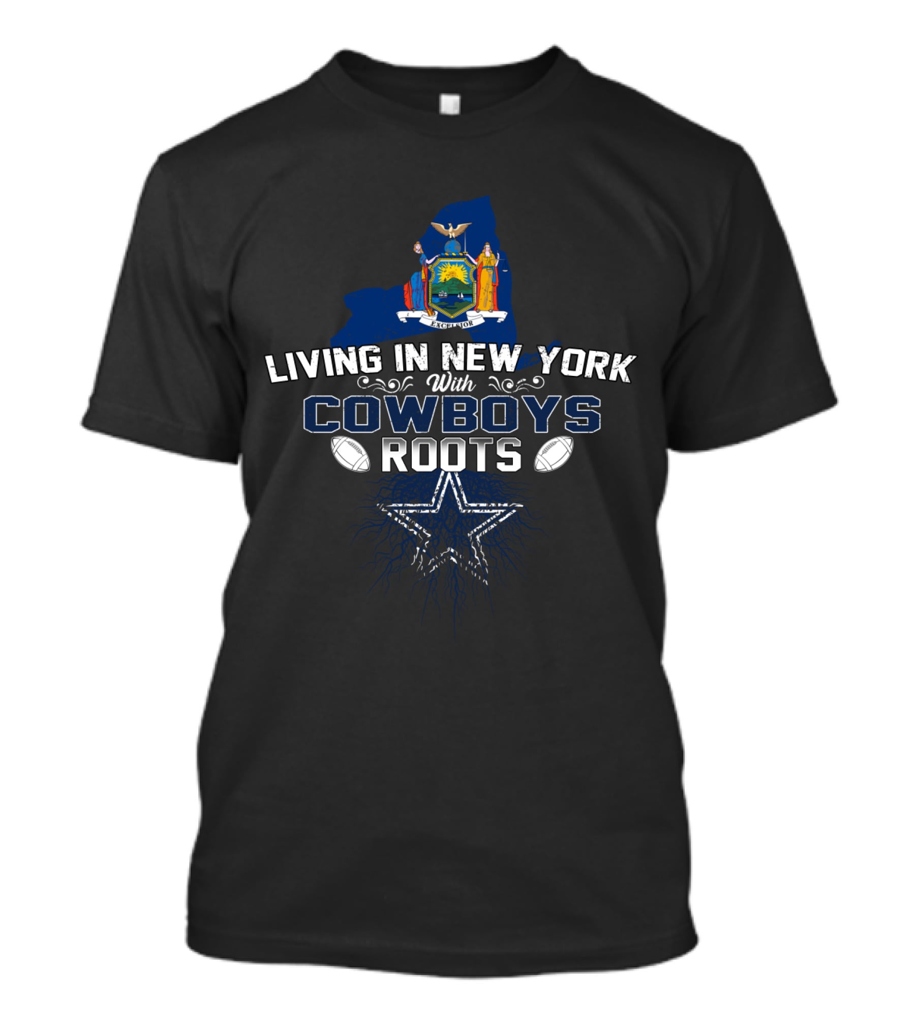 Living In New York With Cowboys Roots Iconic Dallas Football Pride T-Shirt