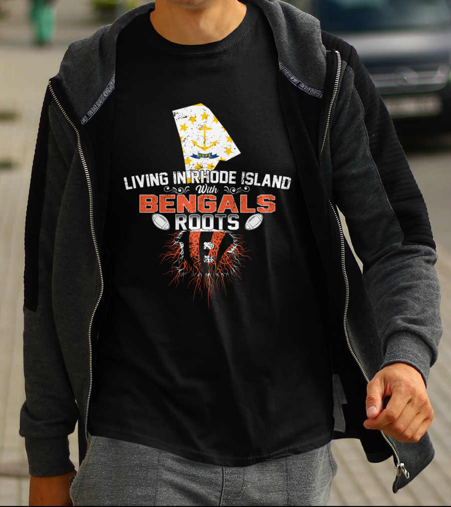 Rhode Island Life Meets Bengals NFL Roots Fusion T-Shirt