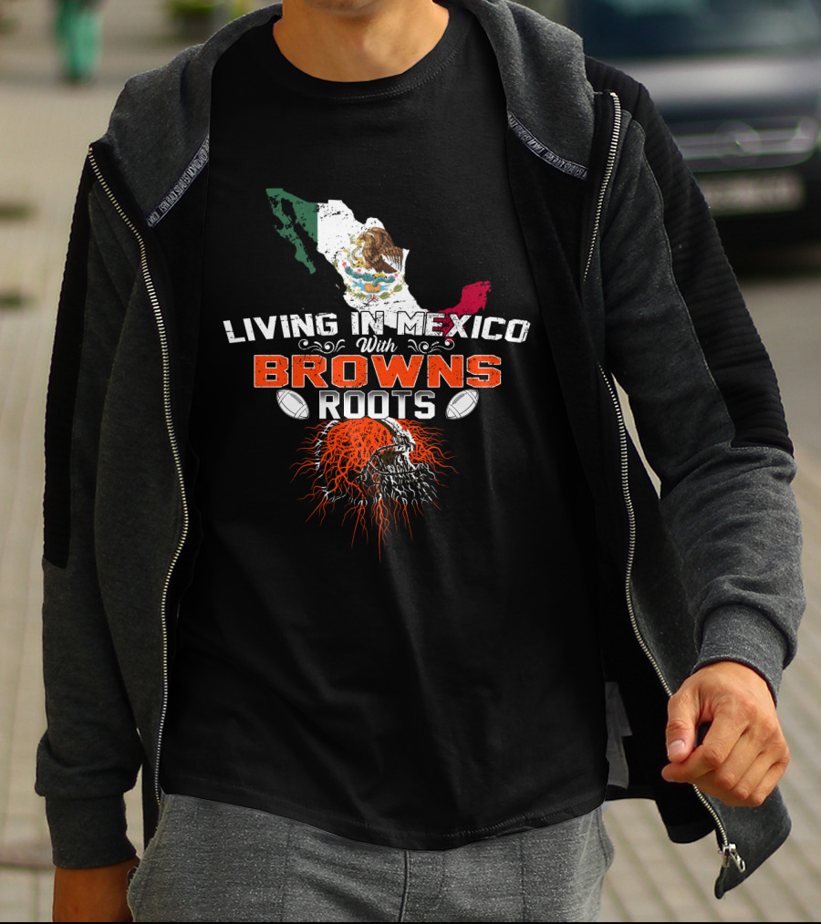 Living In Mexico With Browns Roots Map And Skull T-Shirt