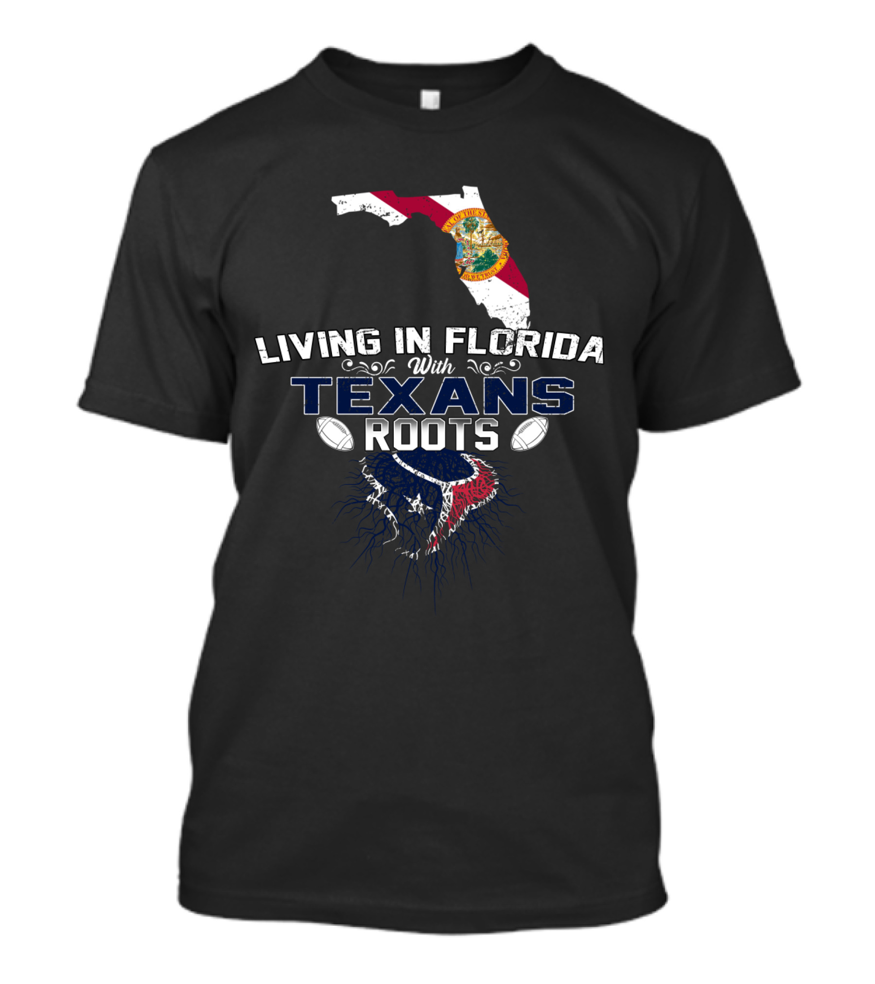 Living In Florida With Texans Roots NFL Football Connection T-Shirt