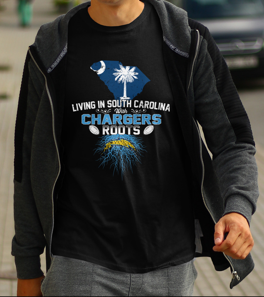 Living In South Carolina Proudly Celebrating Chargers Roots With State Flag Iconography T-Shirt